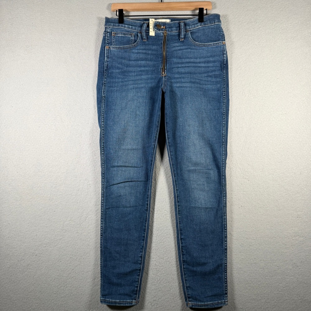 Madewell 10" Roadtripper High Rise Skinny Jeans Blue Exposed Zip AJ187 Size 29
